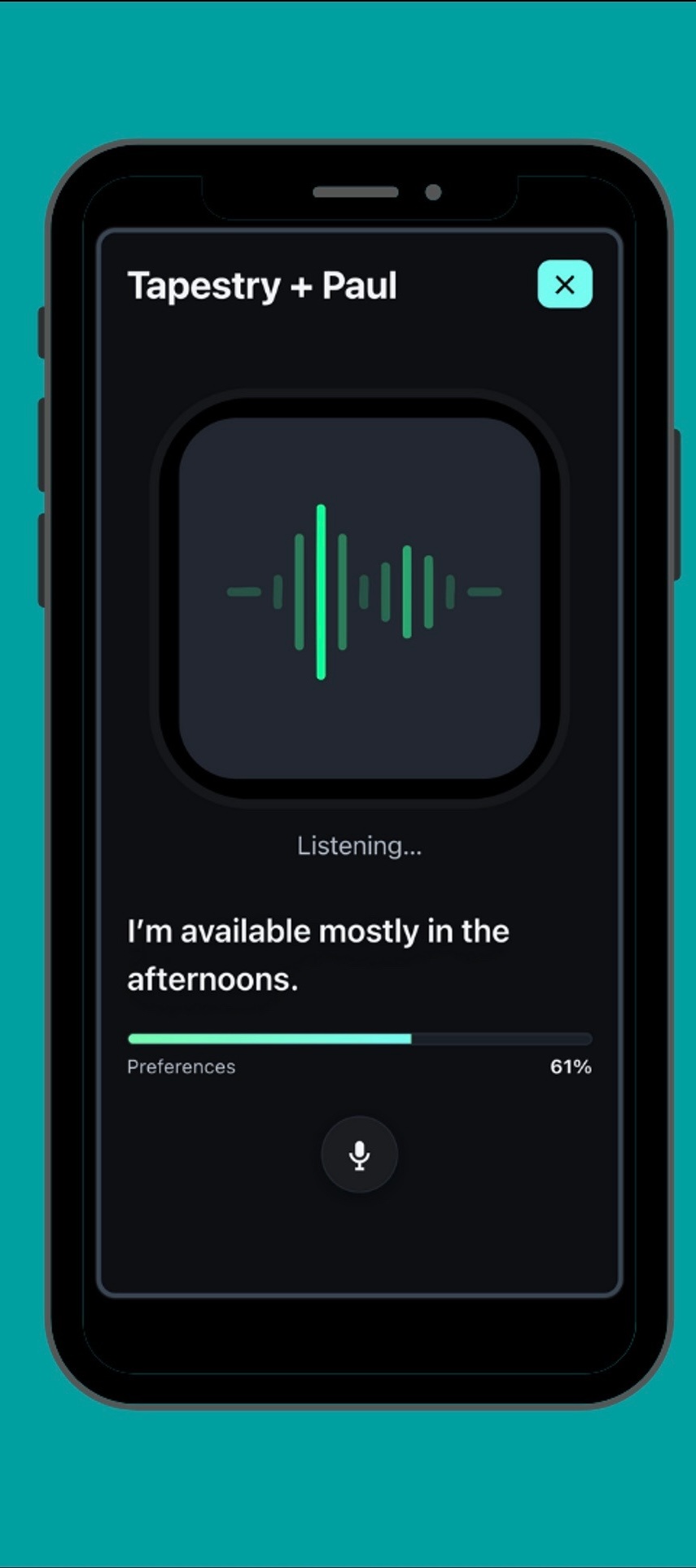 Tapestry app showing recommendations